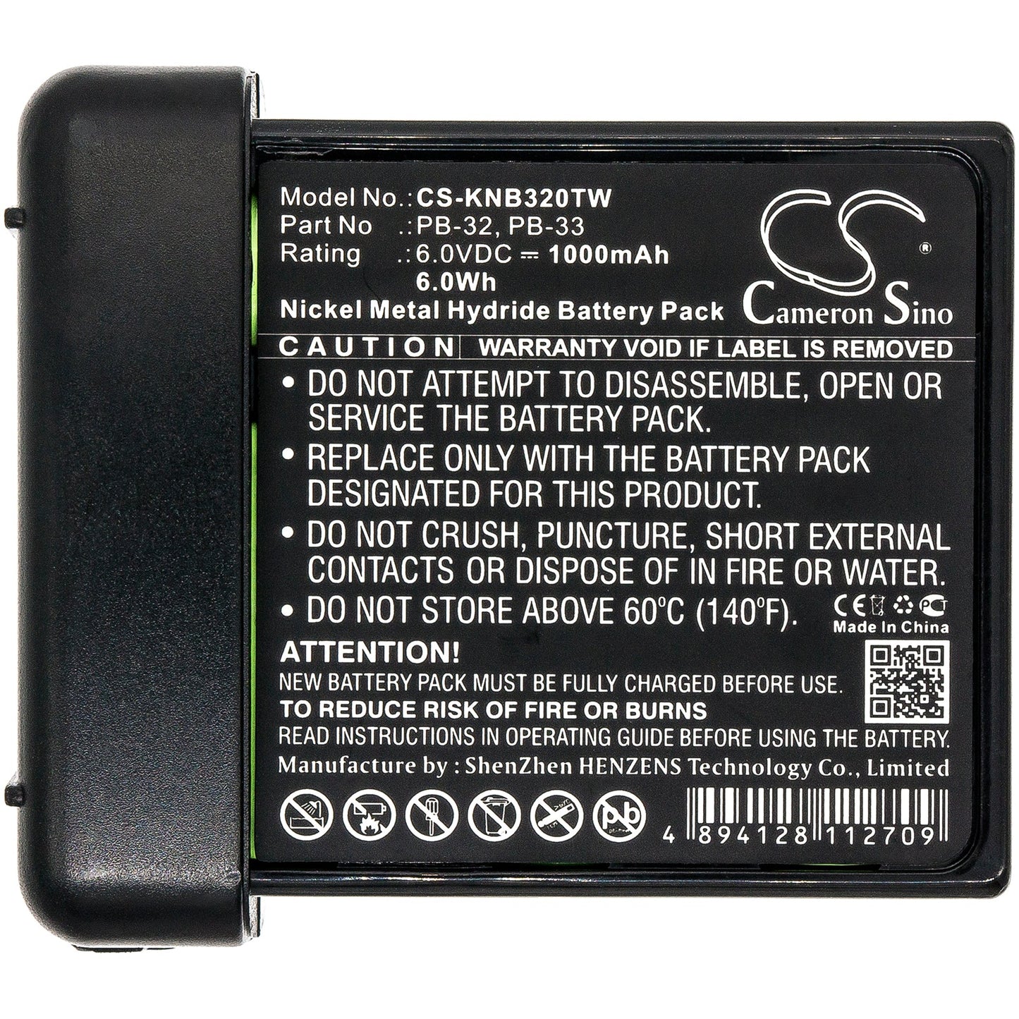 Replacement Battery for Kenwood  H-79A – Two-Way Radio – 1000mAh / 6.00Wh / 6.0V