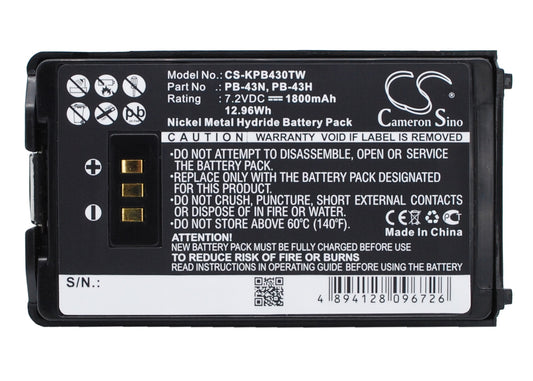 Replacement Battery for Kenwood TH-K2AT – Two-Way Radio – 1800mAh / 7.2V