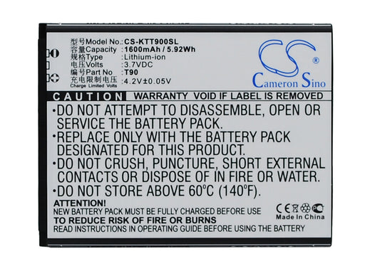 Replacement Battery for K-Touch T90 – Mobile, SmartPhone – 1600mAh / 3.7V