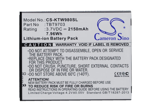 Replacement Battery for K-Touch W98 – Mobile, SmartPhone – 2150mAh / 3.7V