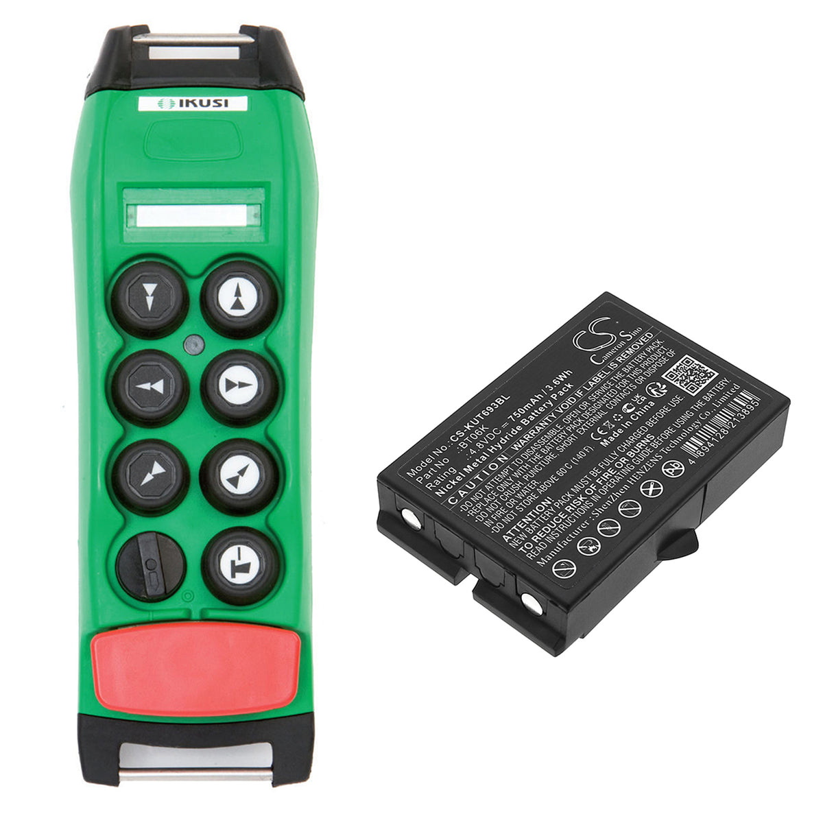 Replacement Battery for Ikusi 2303692 – Crane Remote Control – 750mAh / 4.8V