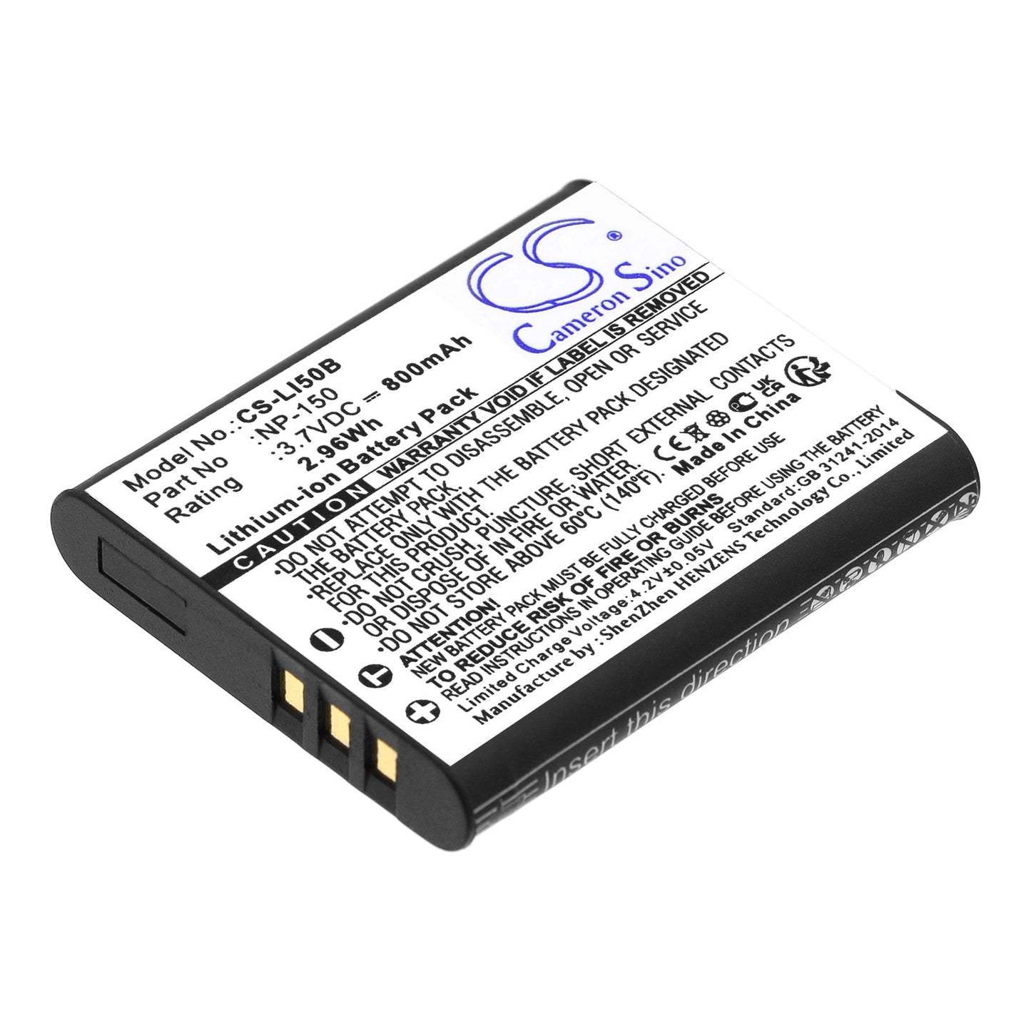 Replacement Battery for GE  10502 PowerFlex 3D – Camera – 800mAh / 2.96Wh / 3.7V