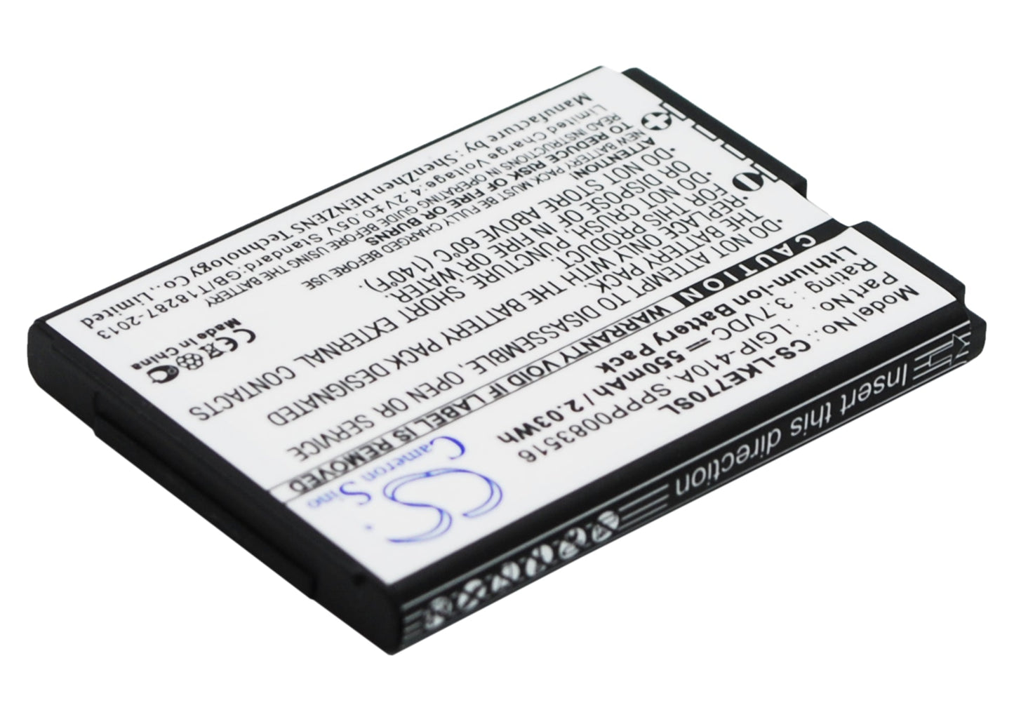 Replacement Battery for LG  278A – Mobile, SmartPhone – 550mAh / 2.03Wh / 3.7V