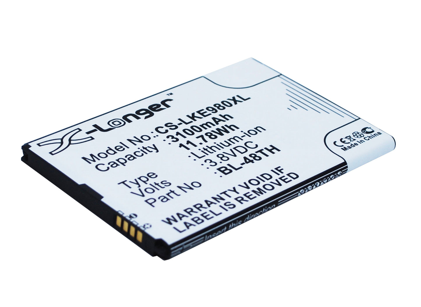 Replacement Battery for LG  E940 – Mobile, SmartPhone – 3100mAh / 11.78Wh / 3.8V