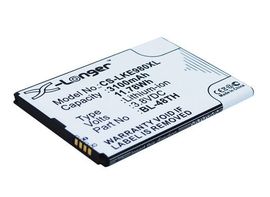 Replacement Battery for LG  E940 – Mobile, SmartPhone – 3100mAh / 11.78Wh / 3.8V