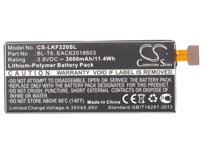 Replacement Battery for LG  F220 – Mobile, SmartPhone – 3000mAh/11.4Wh / 3.8V