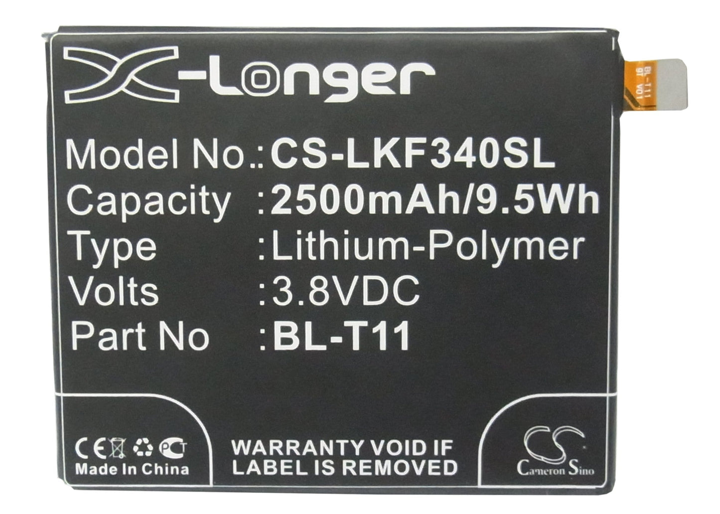 Replacement Battery for LG  F340 – Mobile, SmartPhone – 2500mAh / 9.50Wh / 3.8V