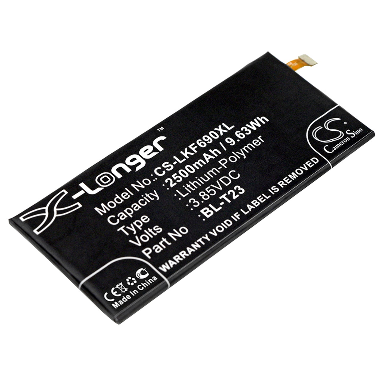 Replacement Battery for LG X Cam – Mobile, SmartPhone – 2500mAh / 3.85V - image 1