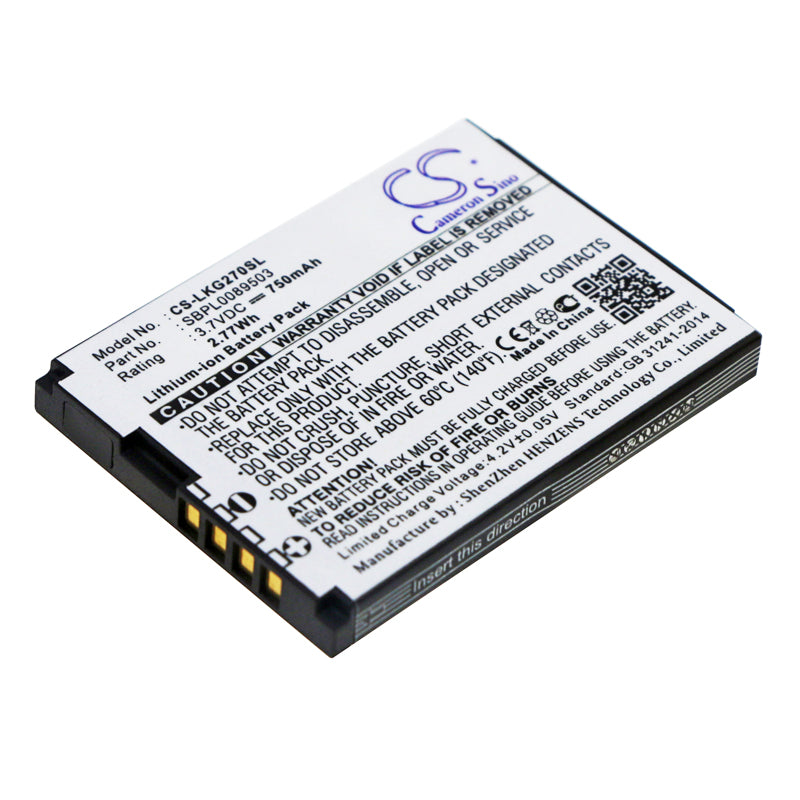 Replacement Battery for LG KG270 – Mobile, SmartPhone – 750mAh / 3.7V - image 1