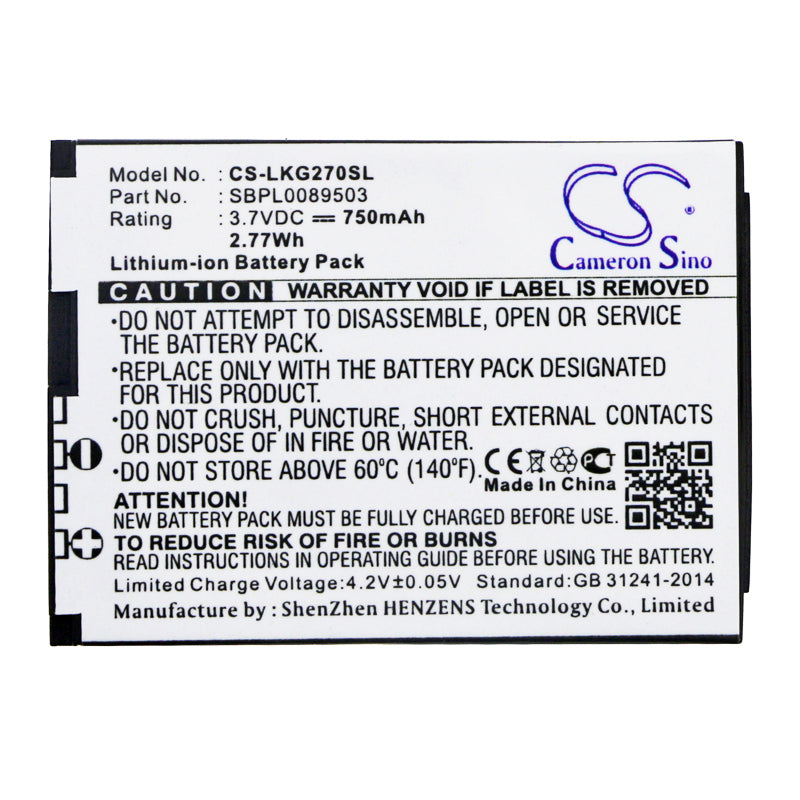 Replacement Battery for LG KG270 – Mobile, SmartPhone – 750mAh / 3.7V - image 3