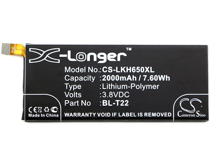 Replacement Battery for LG  Class – Mobile, SmartPhone – 2000mAh / 7.60Wh / 3.8V