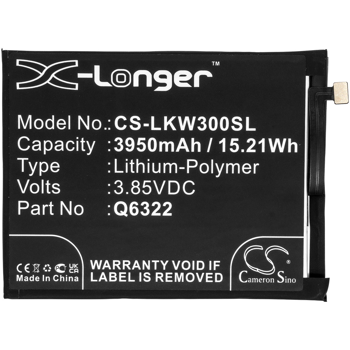 Replacement Battery for LG W30 – Mobile, SmartPhone – 3950mAh / 3.85V