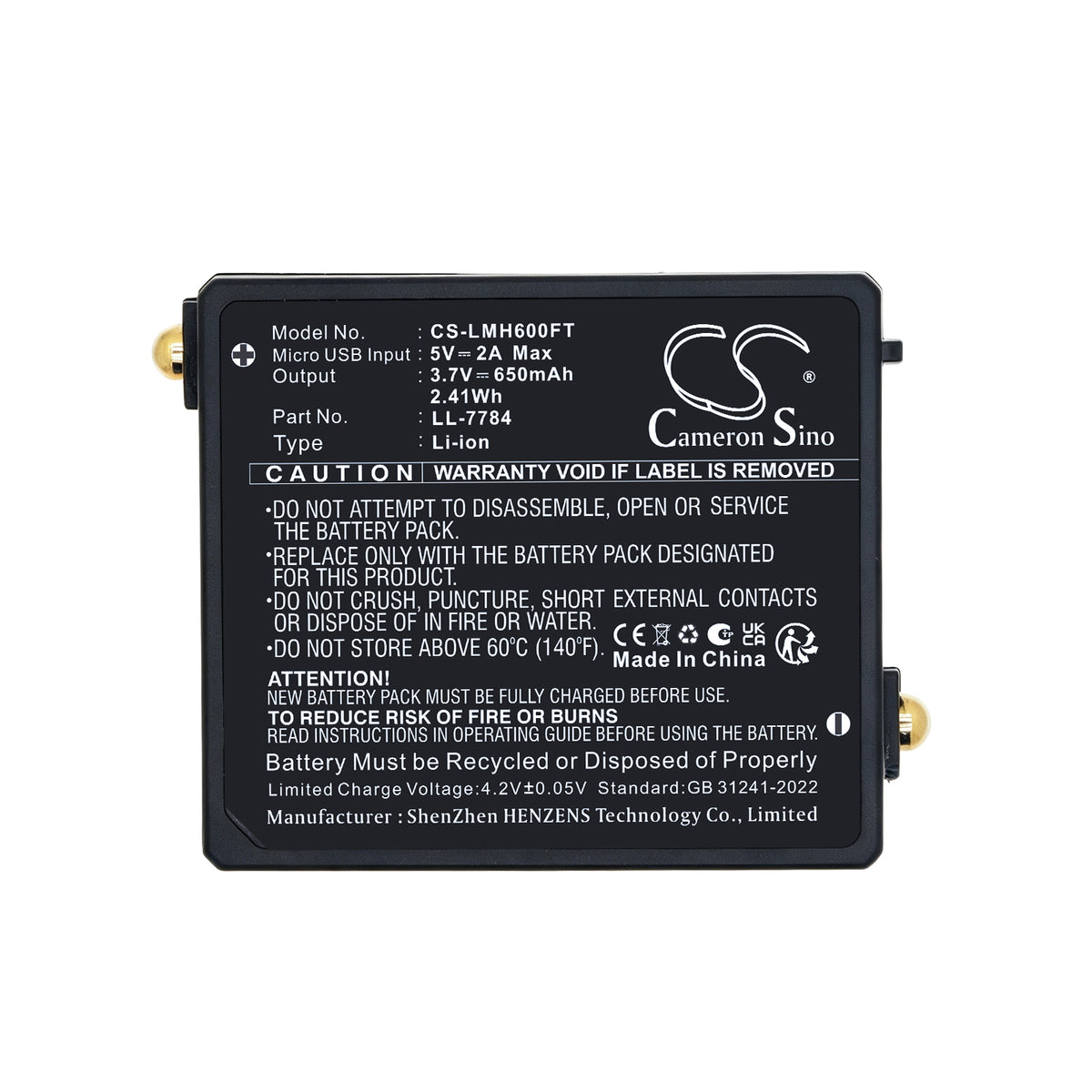 Replacement Battery for Ledlenser iSEO3 – Flashlight – 650mAh / 3.7V