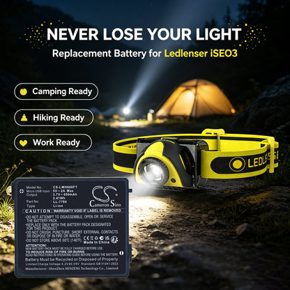 Replacement Battery for Ledlenser iSEO3 – Flashlight – 650mAh / 3.7V