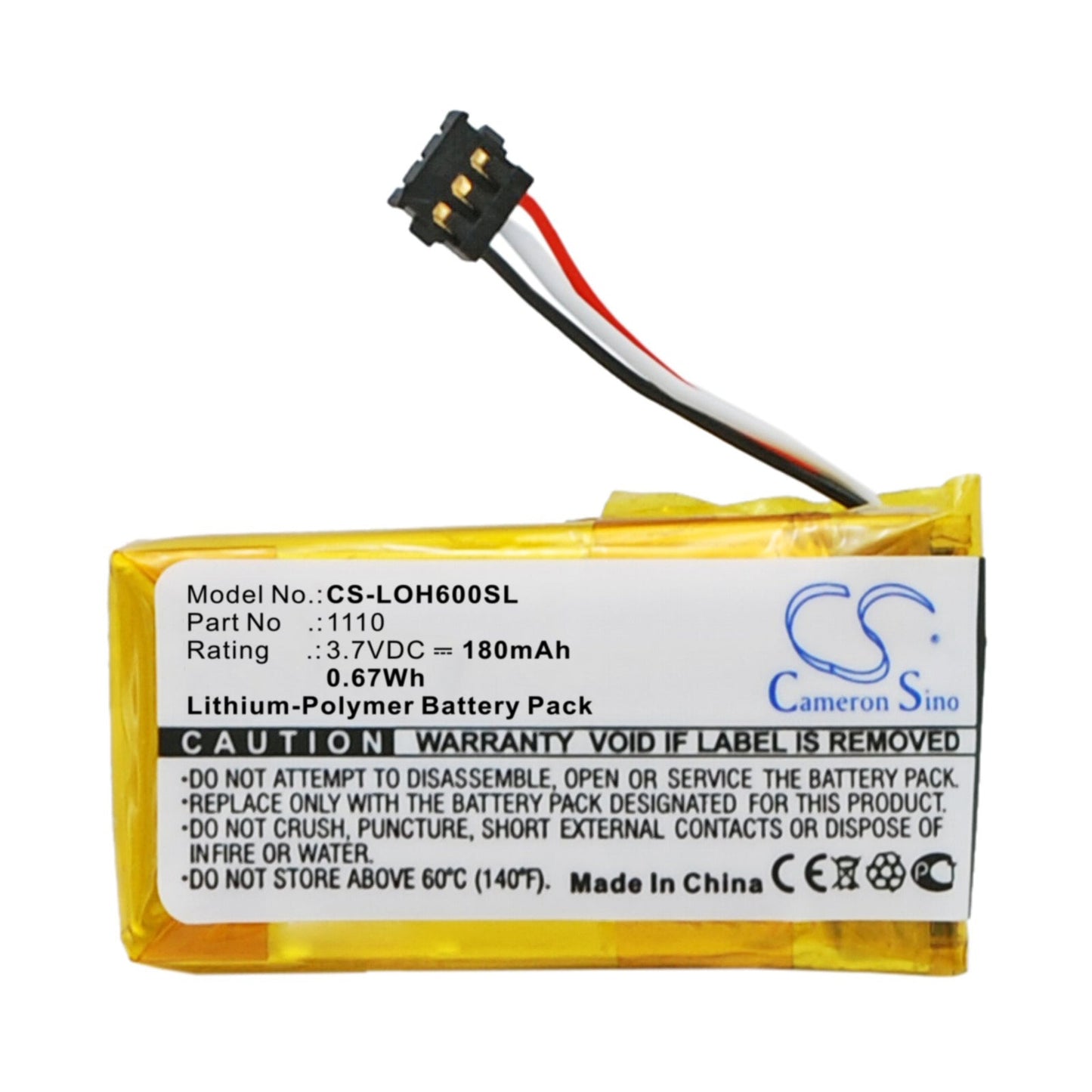 Replacement Battery for Logitech  H600 981-000341 – Wireless Headset – 180mAh / 0.67Wh / 3.7V