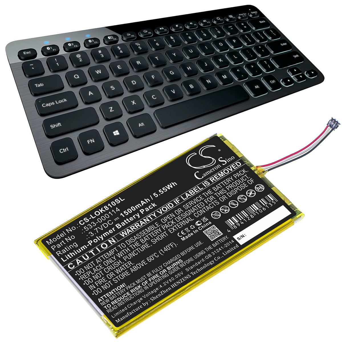 Replacement Battery for Logitech IIIuminated Keyboard K810 – Keyboard,Mouse – 1500mAh / 3.7V