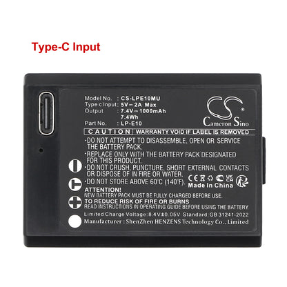 Replacement Battery for Canon EOS 1100D – Camera – 1000mAh / 7.4V