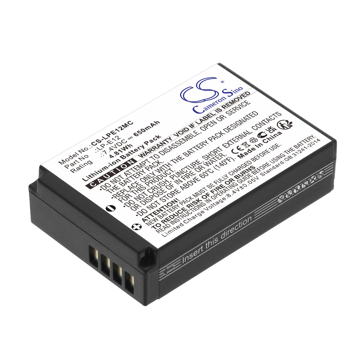 Replacement Battery for Canon EOS 100D – Camera – 650mAh / 7.4V