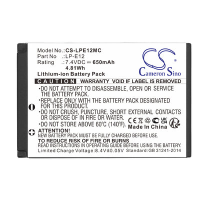 Replacement Battery for Canon EOS 100D – Camera – 650mAh / 7.4V