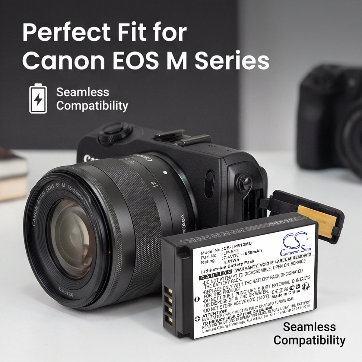 Replacement Battery for Canon EOS 100D – Camera – 650mAh / 7.4V