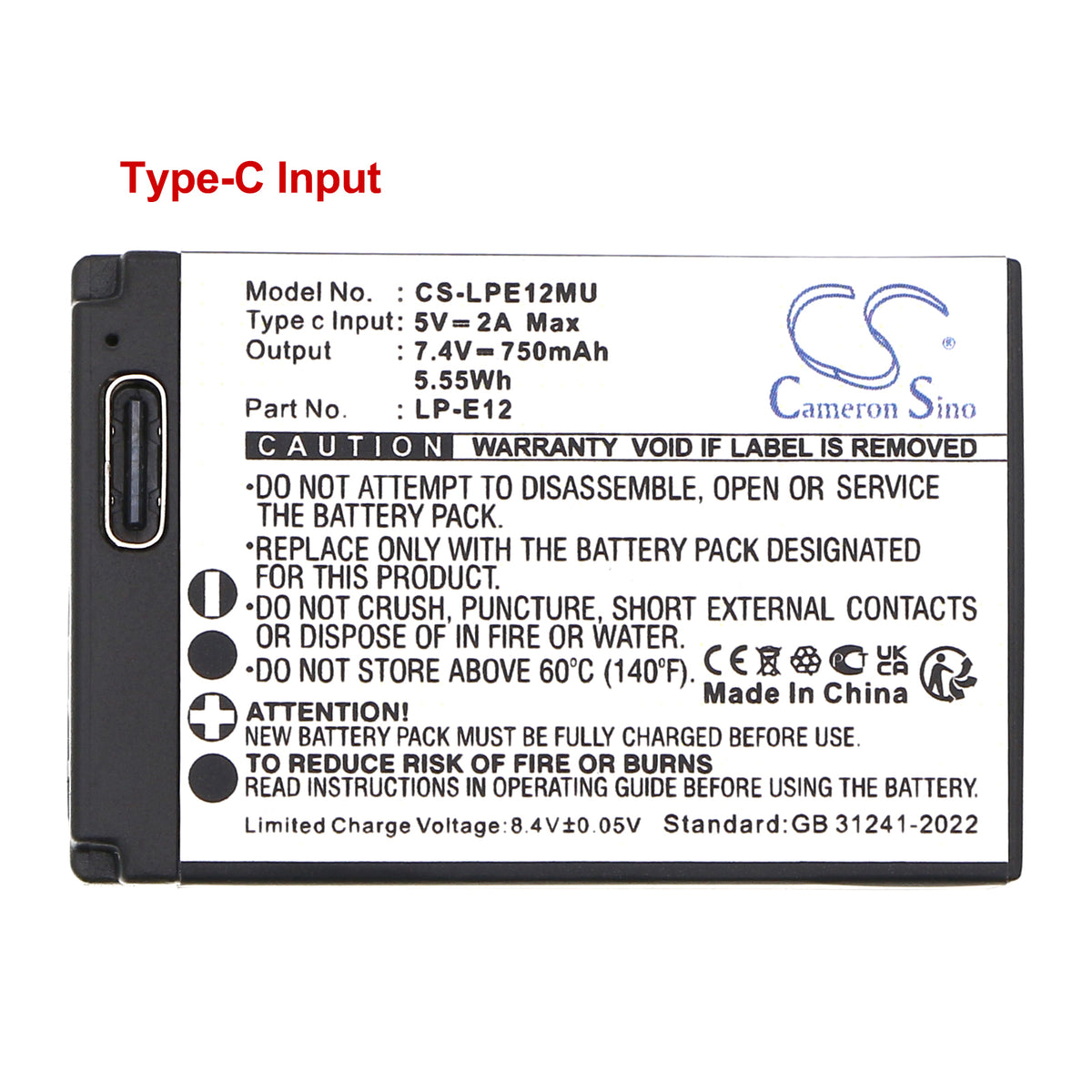 Replacement Battery for Canon EOS 100D – Camera – 750mAh / 7.4V