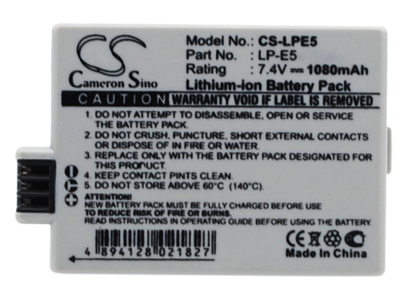Replacement Battery for Canon  EOS 1000D – Camera – 1080mAh/7.99Wh / 7.4V
