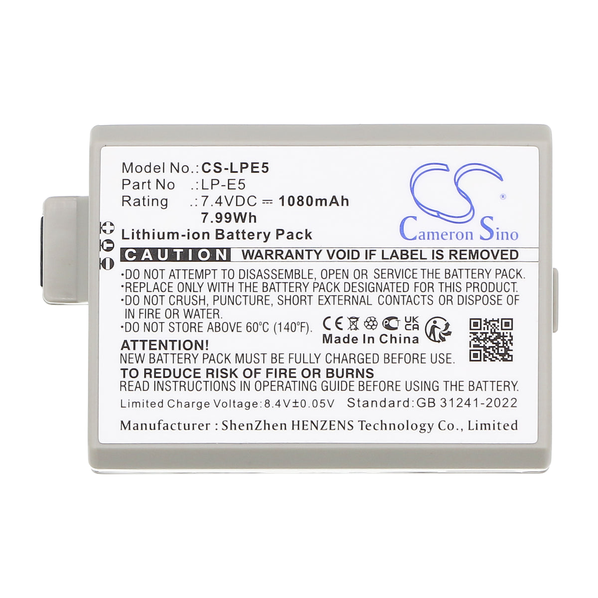 Replacement Battery for Canon EOS 450D – Camera – 1080mAh / 7.4V