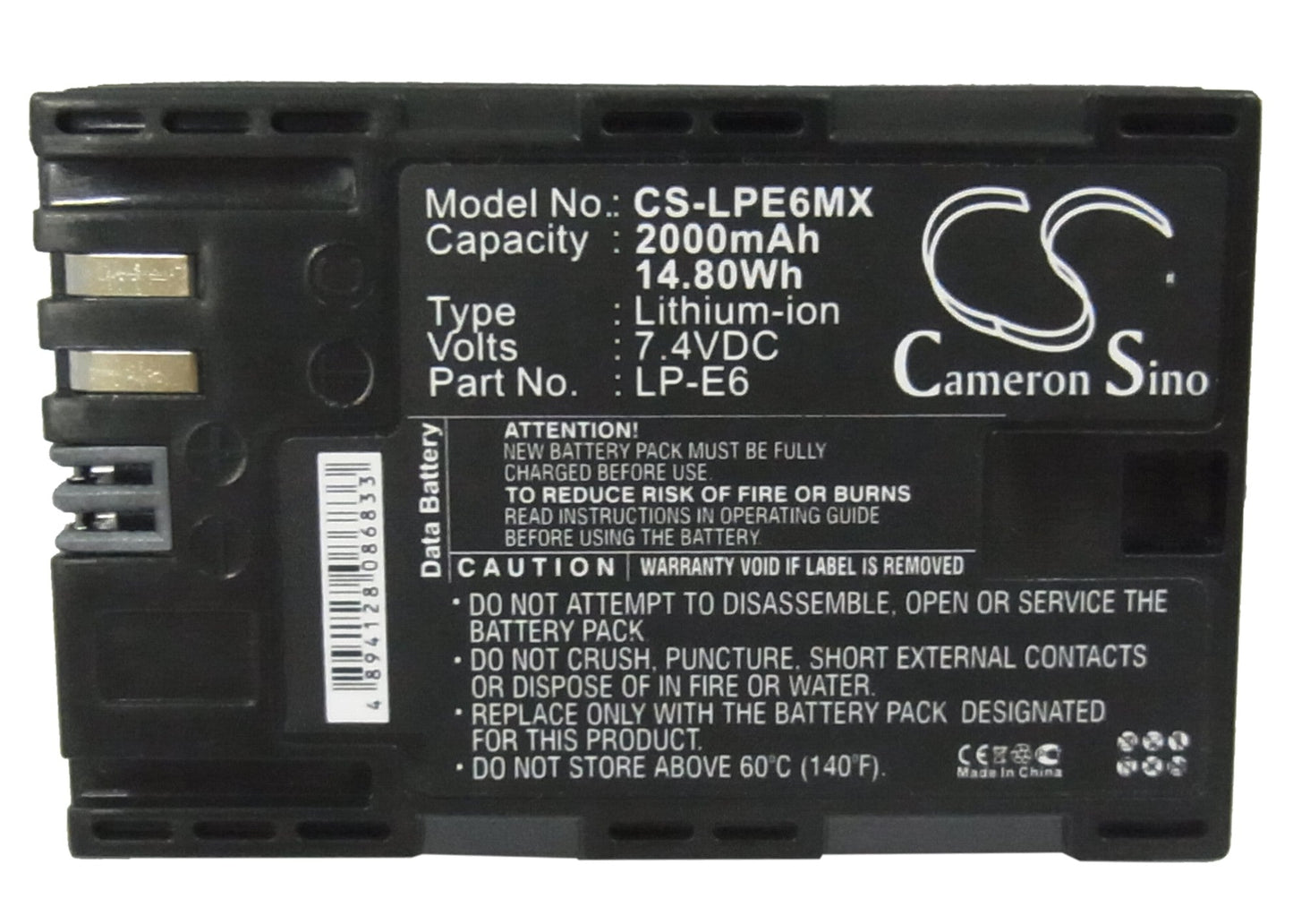 Replacement Battery for Canon  5D Mark III – Camera – 2000mAh / 14.80Wh / 7.4V