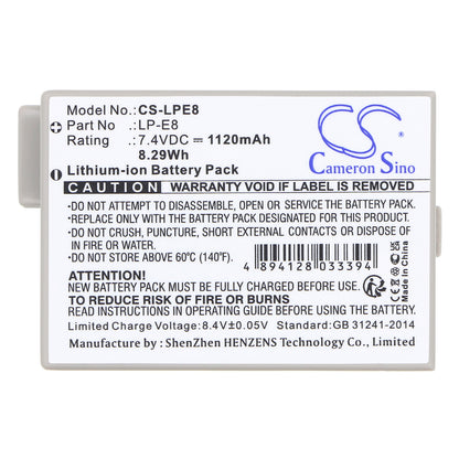 Replacement Battery for Canon EOS 550D – Camera – 1120mAh / 7.4V