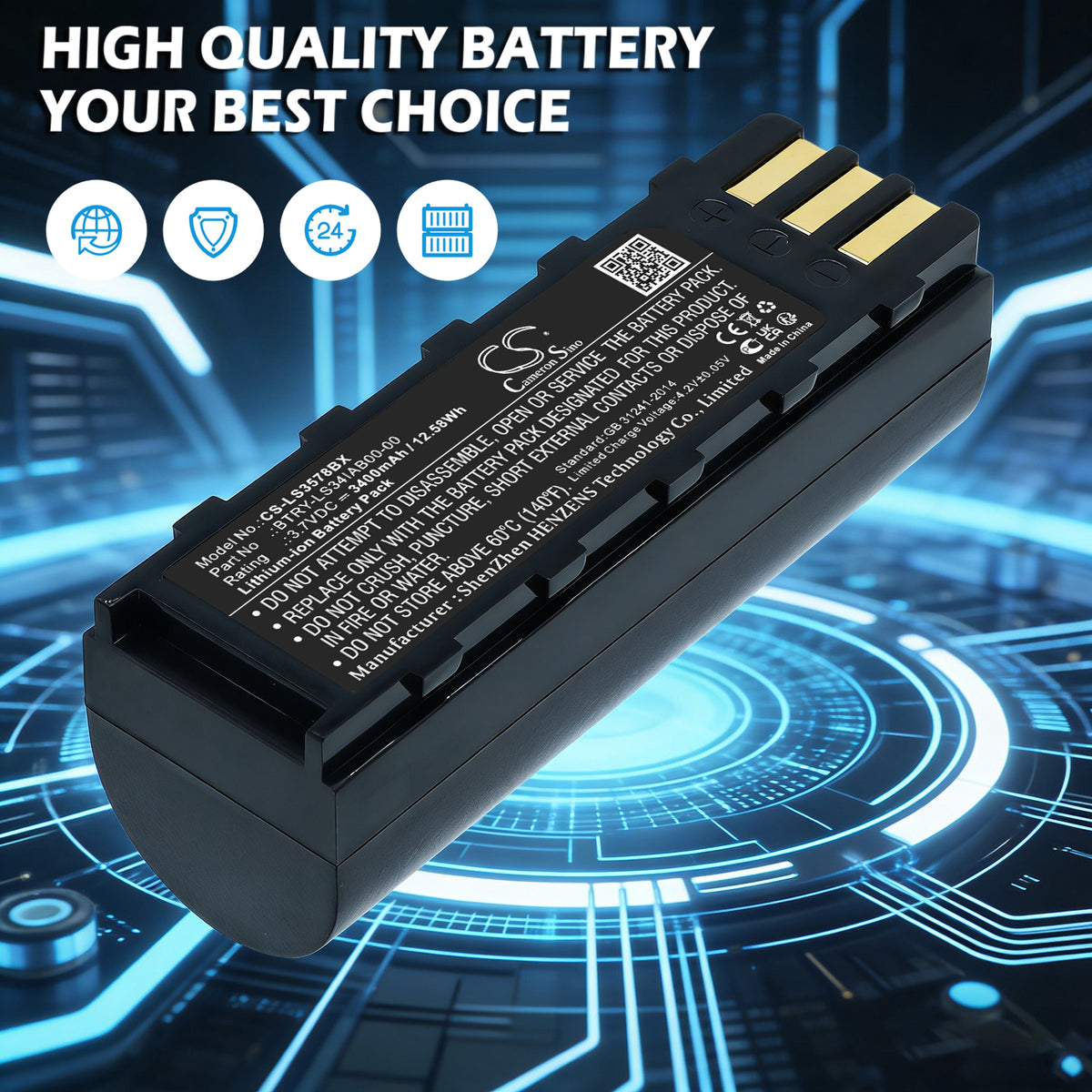 Replacement Battery for Leuze | Symbol | Honeywell | Motorola HS6578 – Barcode Scanner – 3400mAh / 3.7V