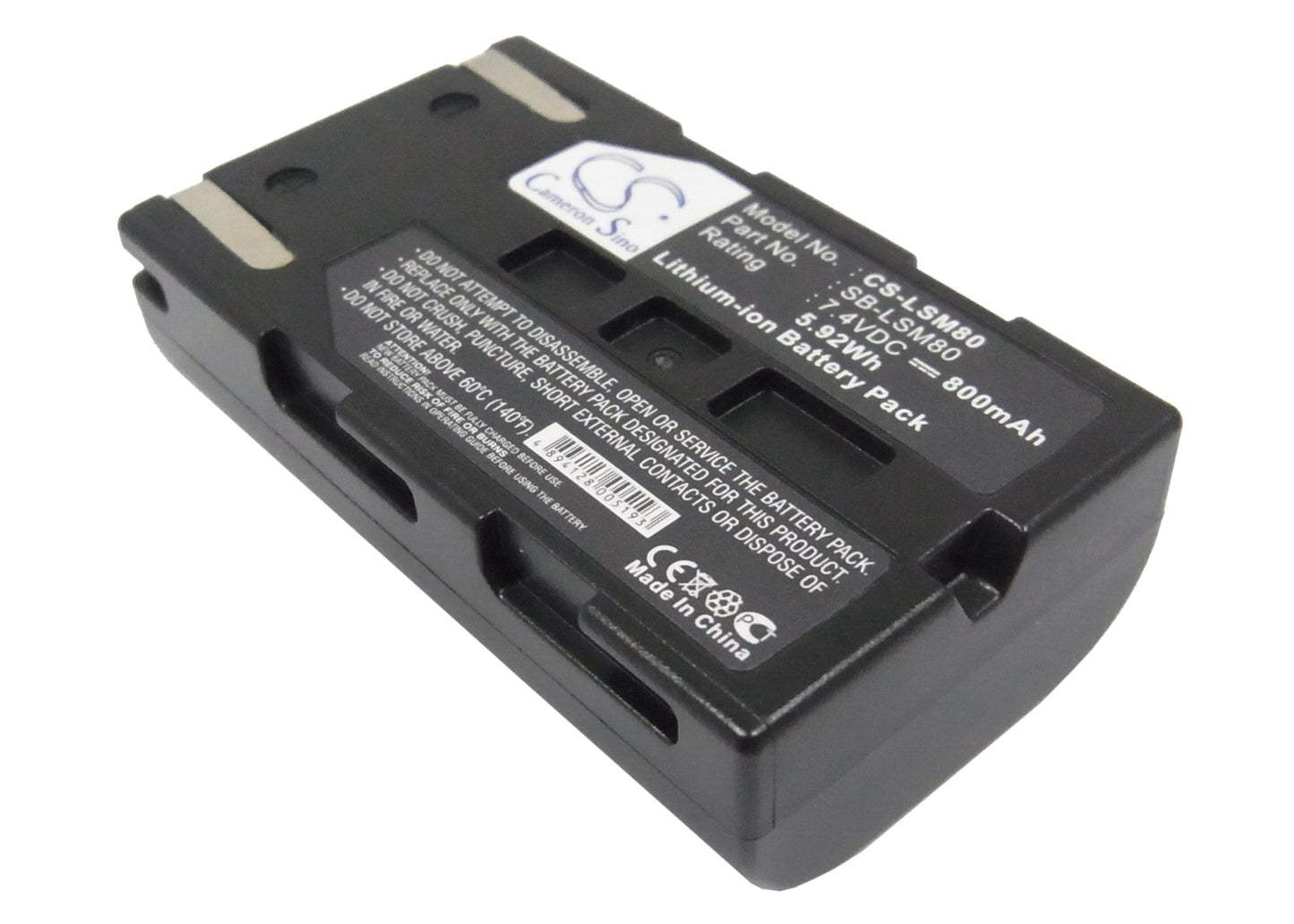 Replacement Battery for Samsung  SC-D173(U) – Camera – 800mAh / 5.92Wh / 7.4V