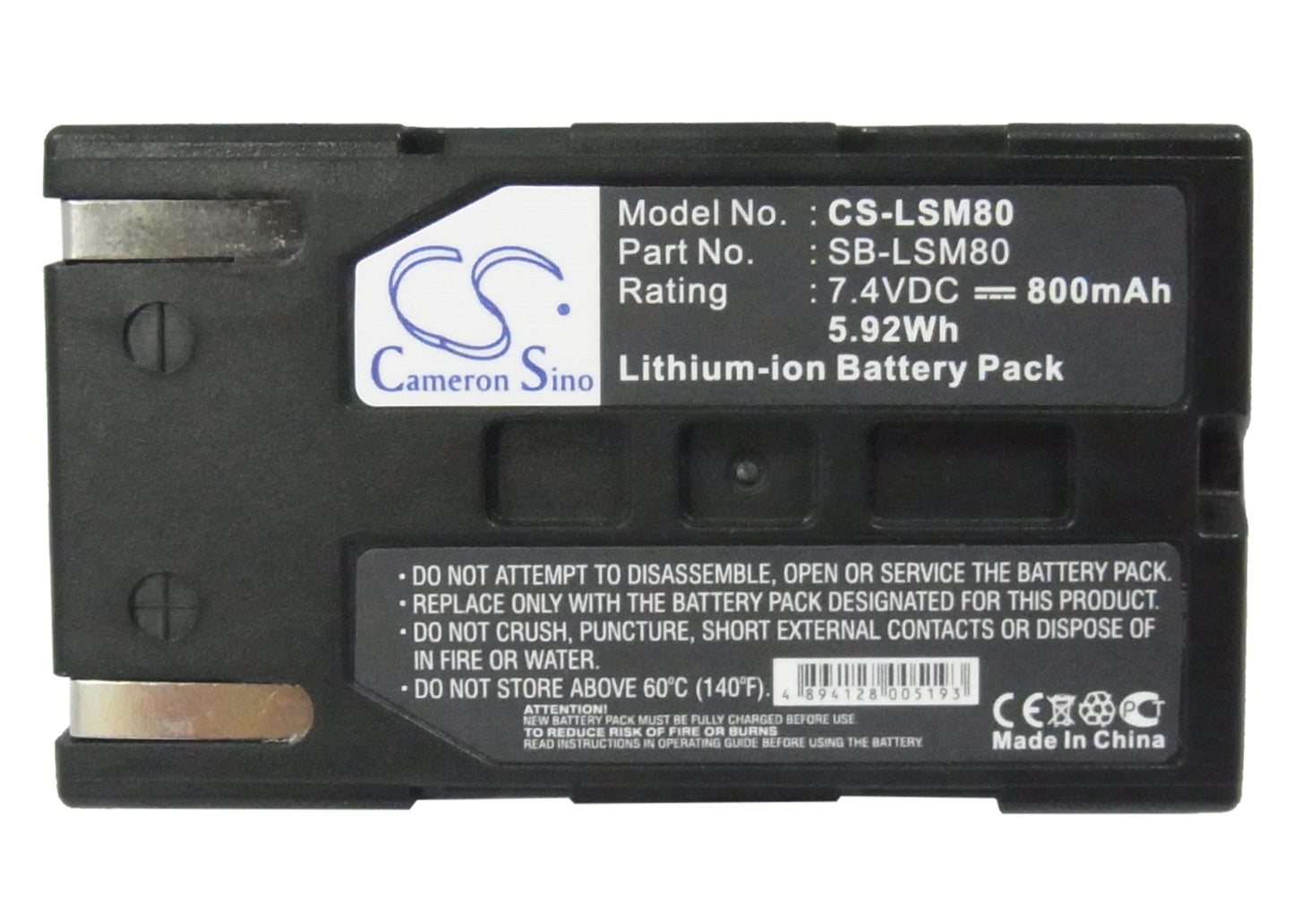 Replacement Battery for Samsung  SC-D173(U) – Camera – 800mAh / 5.92Wh / 7.4V