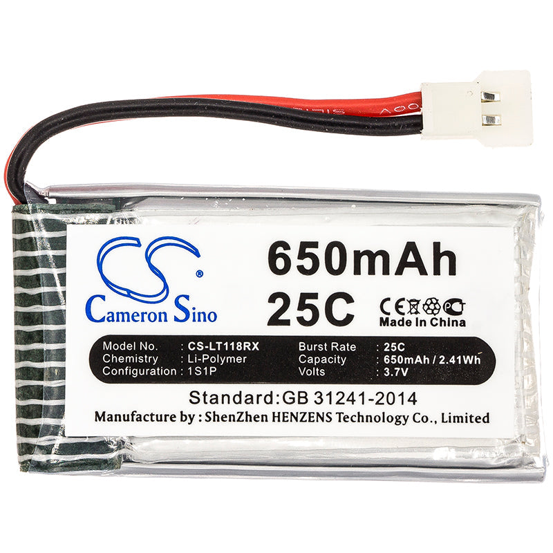 Replacement Battery for Cheerson  CX-30W – FPV – 650mAh / 2.41Wh / 3.7V