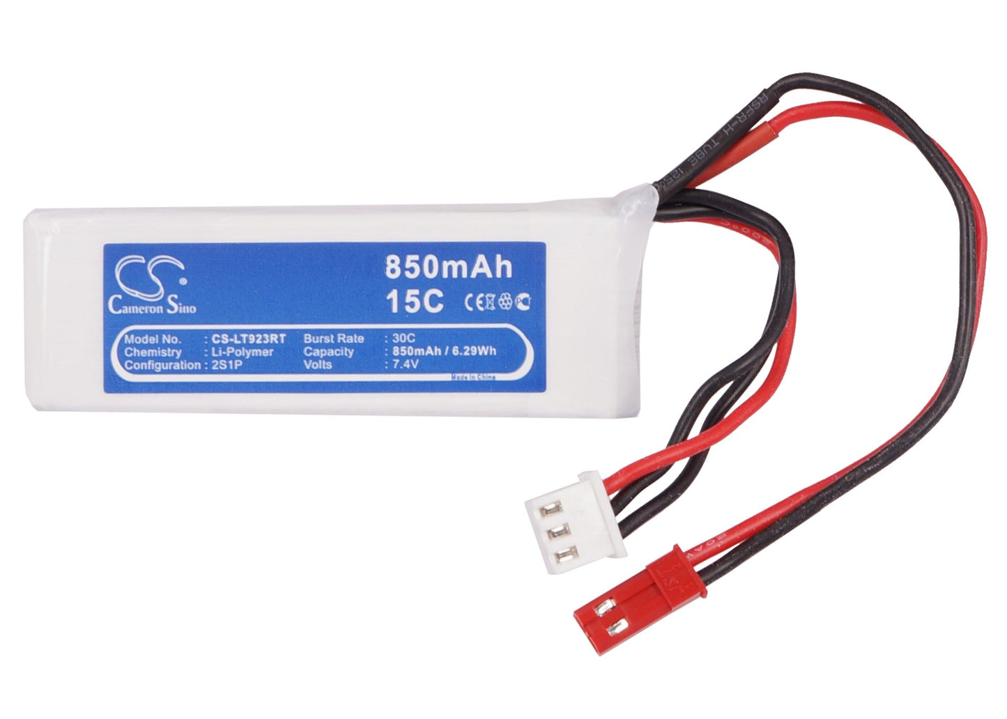 Replacement Battery for RC  CS-LT923RT – Heli/Airplane – 850mAh / 6.29Wh / 7.4V