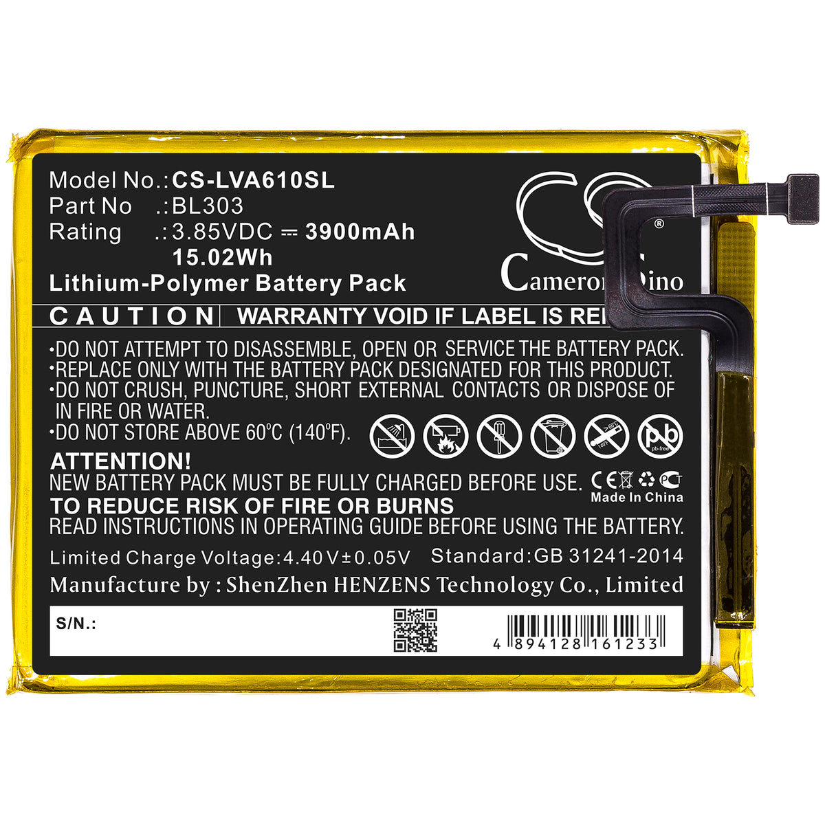 Replacement Battery for Lenovo A6 Note – Mobile, SmartPhone – 3900mAh / 3.85V