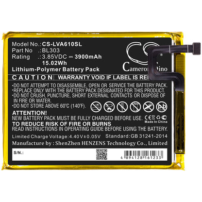 Replacement Battery for Lenovo A6 Note – Mobile, SmartPhone – 3900mAh / 3.85V