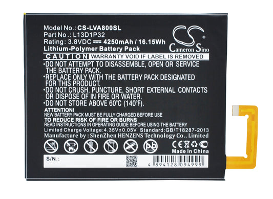 Replacement Battery for Lenovo IdeaPad A8 – Tablet – 4250mAh / 3.8V