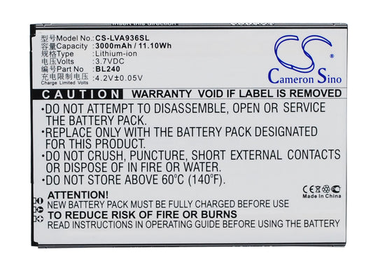 Replacement Battery for Lenovo A936 – Mobile, SmartPhone – 3000mAh / 3.7V