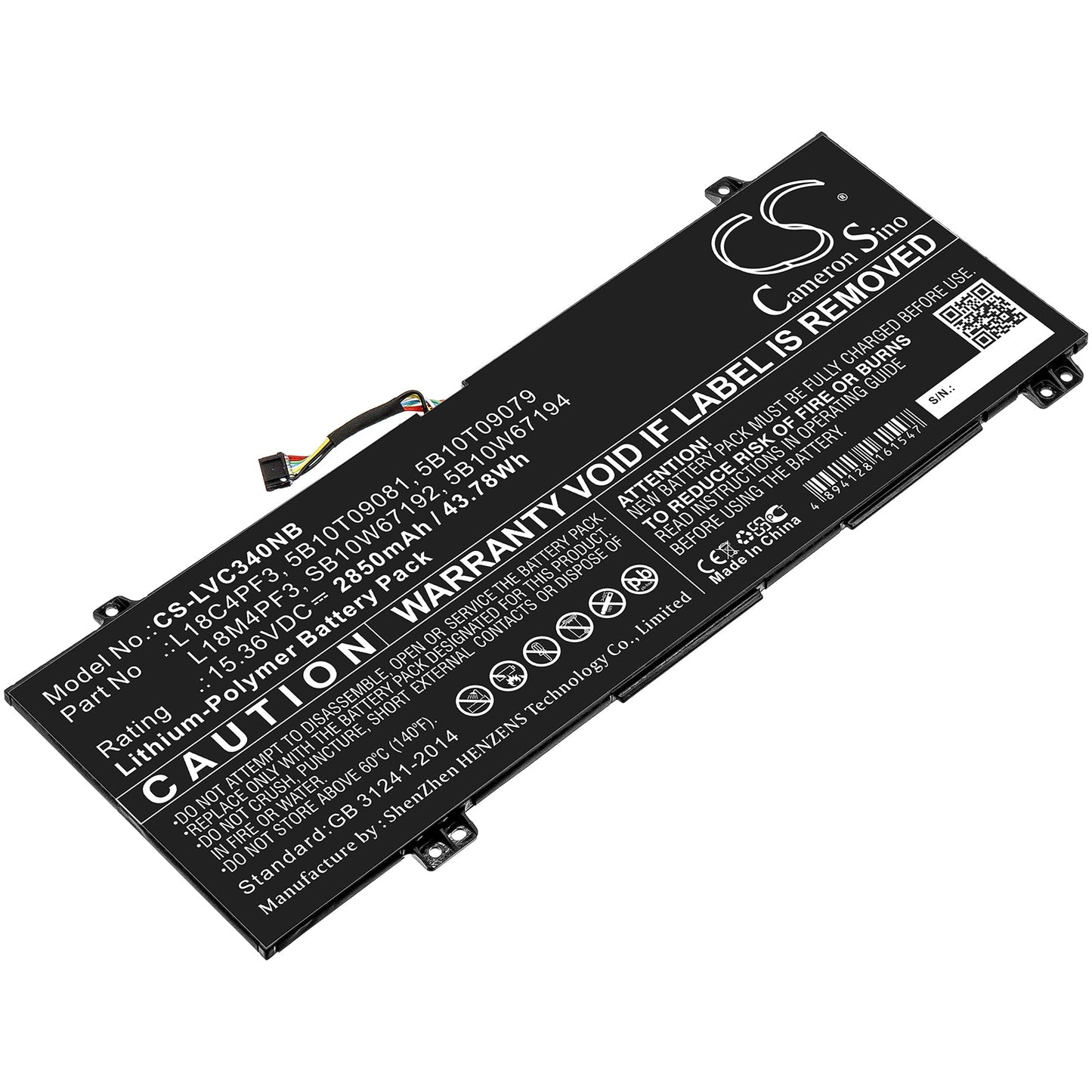 Replacement Battery for Lenovo  IdeaPad C340-14API – Notebook, Laptop – 2850mAh / 43.78Wh / 15.36V