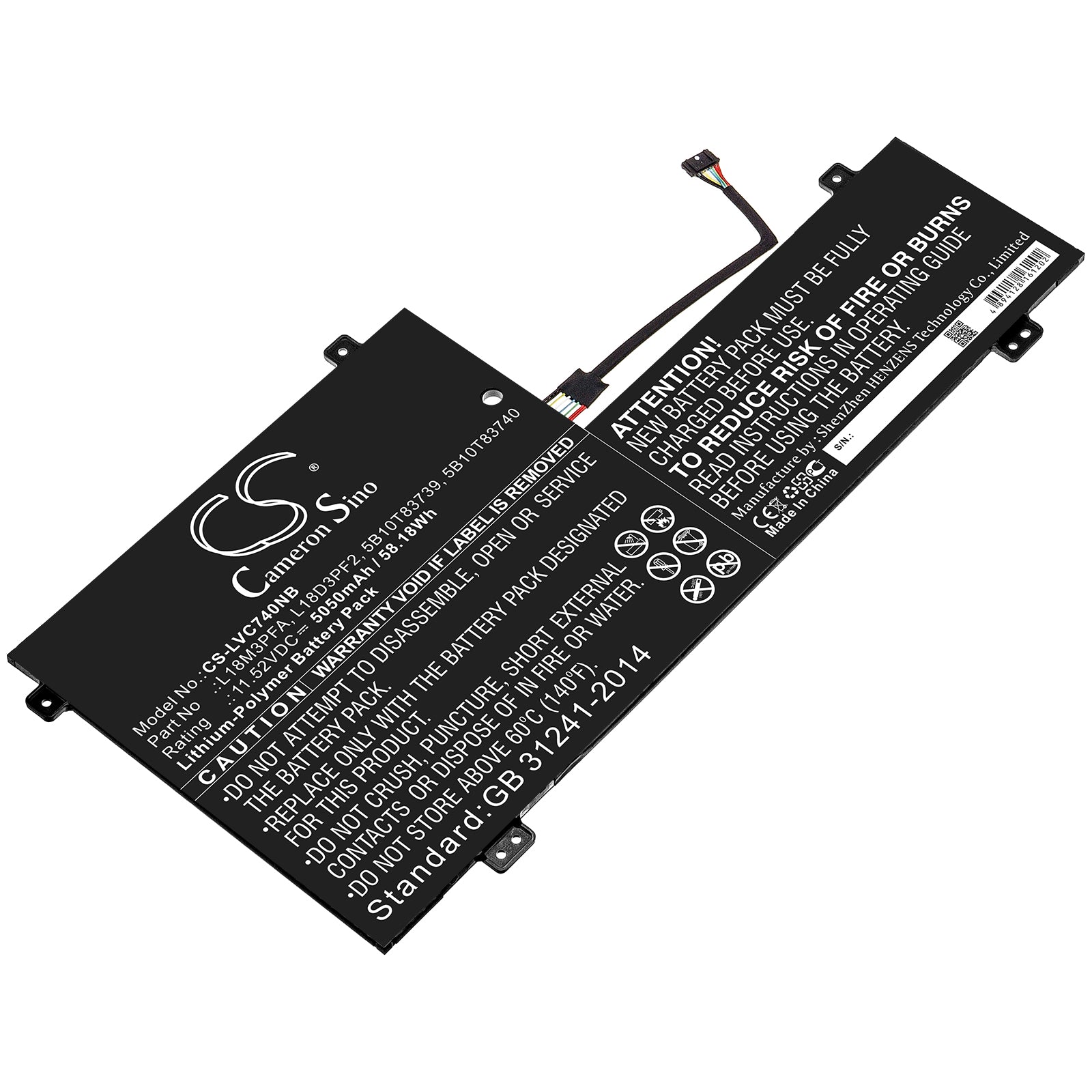 Replacement Battery for Lenovo Yoga C740 – Notebook, Laptop – 5050mAh / 11.52V - image 1