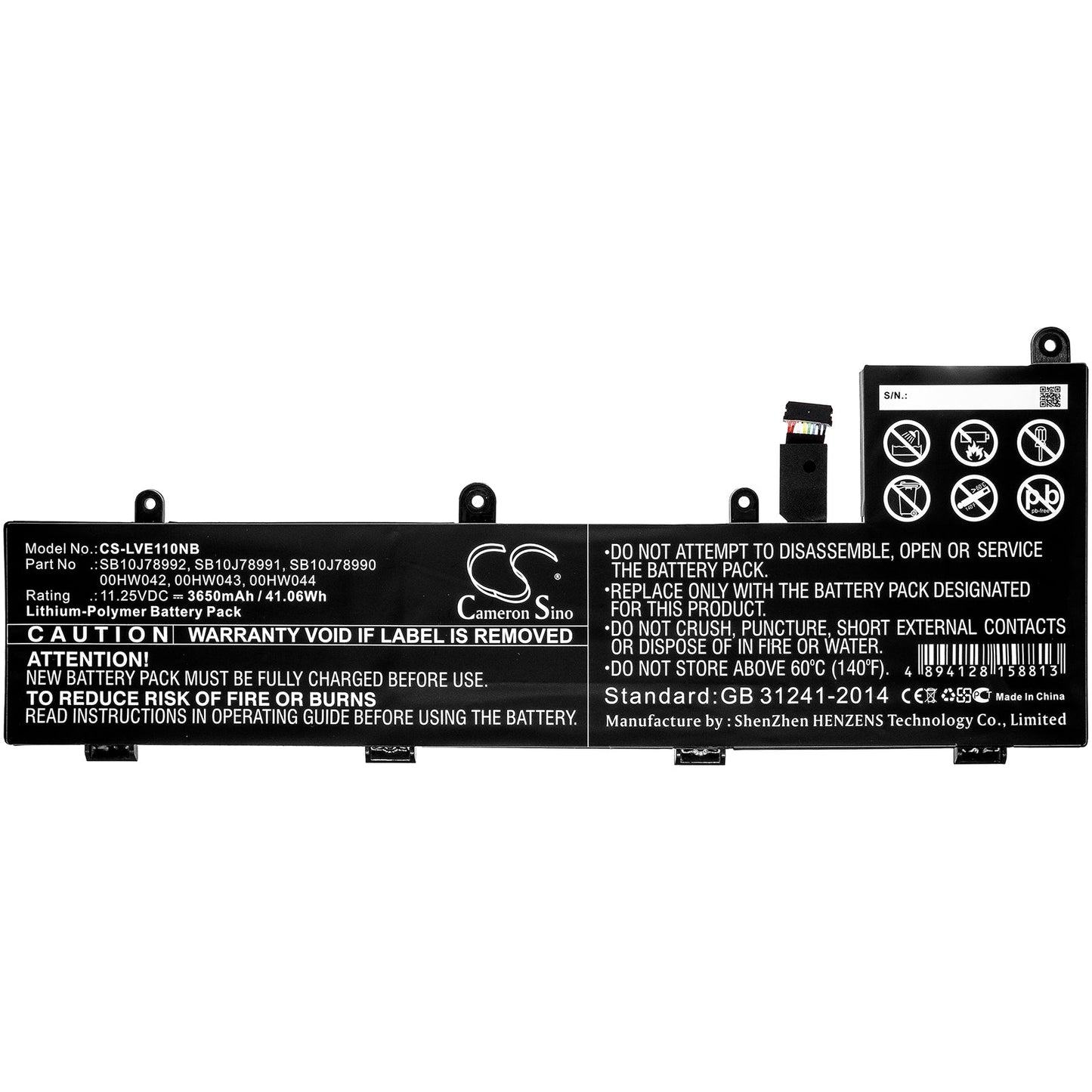 Replacement Battery for Lenovo  ThinkPad 11e Chromebook – Notebook, Laptop – 3650mAh / 41.06Wh / 11.25V
