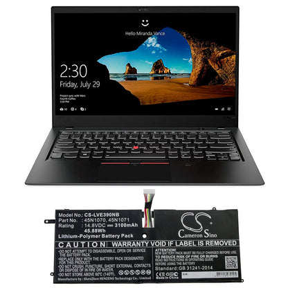 Replacement Battery for Lenovo  ThinkPad X1 Carbon – Notebook, Laptop – 3100mAh / 45.88Wh / 14.8V