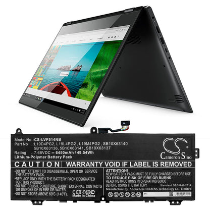 Replacement Battery for Lenovo  C13 Yoga Gen 1 Chromebook-20UY – Notebook, Laptop – 6450mAh / 49.54Wh / 7.68V