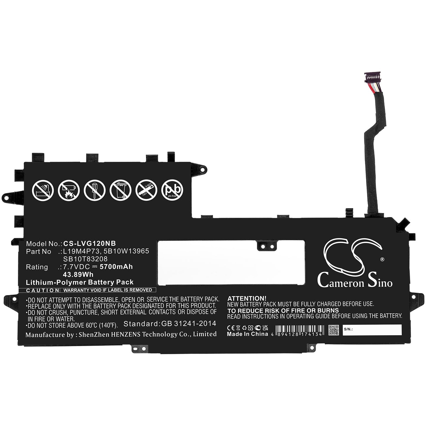 Replacement Battery for Lenovo  ThinkPad X1 Titanium Yoga G1 2 – Notebook, Laptop – 5700mAh / 43.89Wh / 7.7V