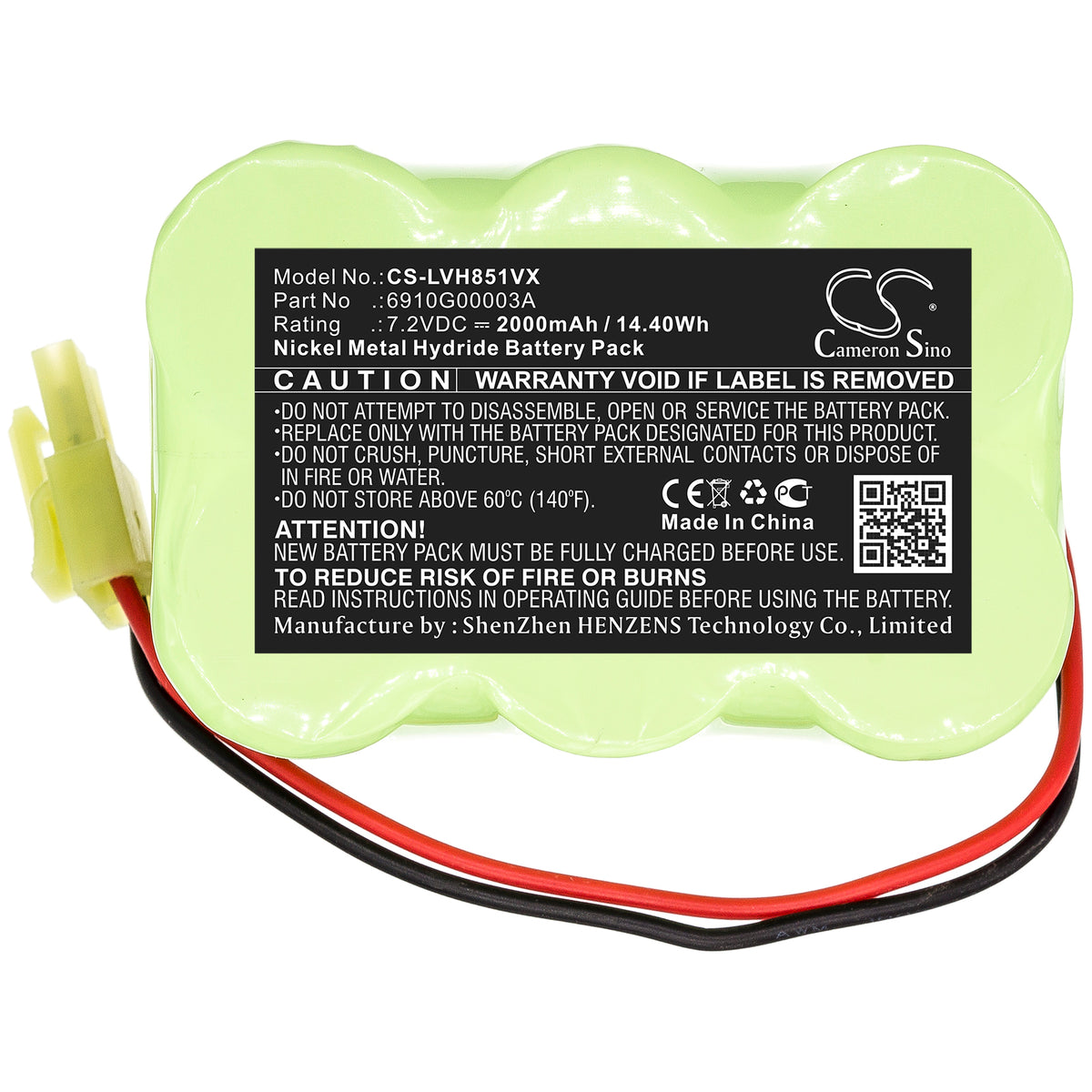 Replacement Battery for LG VH851C – Vacuum – 2000mAh / 7.2V