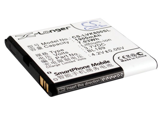 Replacement Battery for Lenovo K800 – Mobile, SmartPhone – 1900mAh / 3.7V