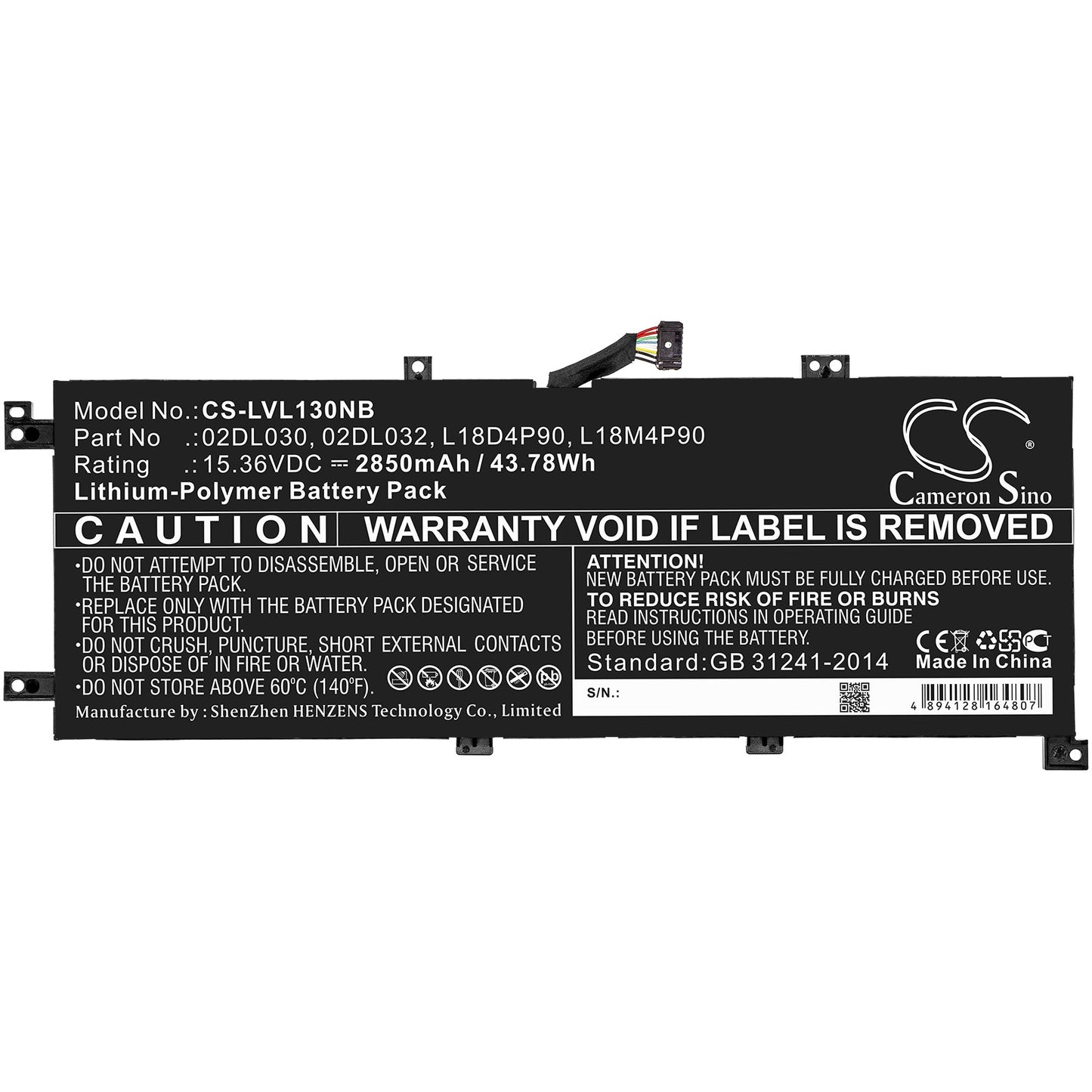 Replacement Battery for Lenovo  ThinkPad L13 – Notebook, Laptop – 2850mAh / 43.78Wh / 15.36V
