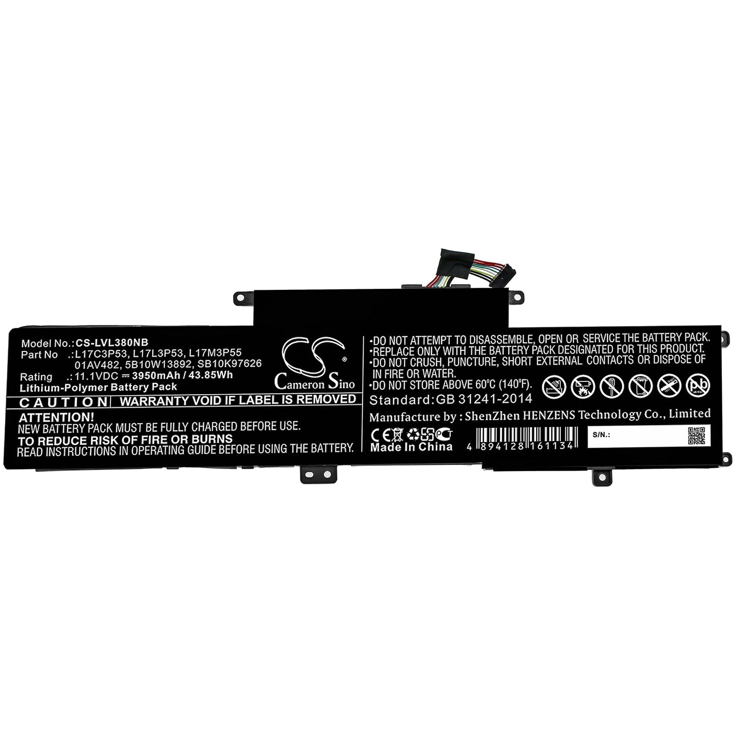 Replacement Battery for Lenovo  hinkpad l380 yoga 20m9 – Notebook, Laptop – 3950mAh / 43.85Wh / 11.1V