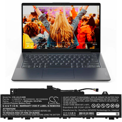 Replacement Battery for Lenovo  Ducati 5 82ES000DAU – Notebook, Laptop – 4850mAh / 55.87Wh / 11.52V