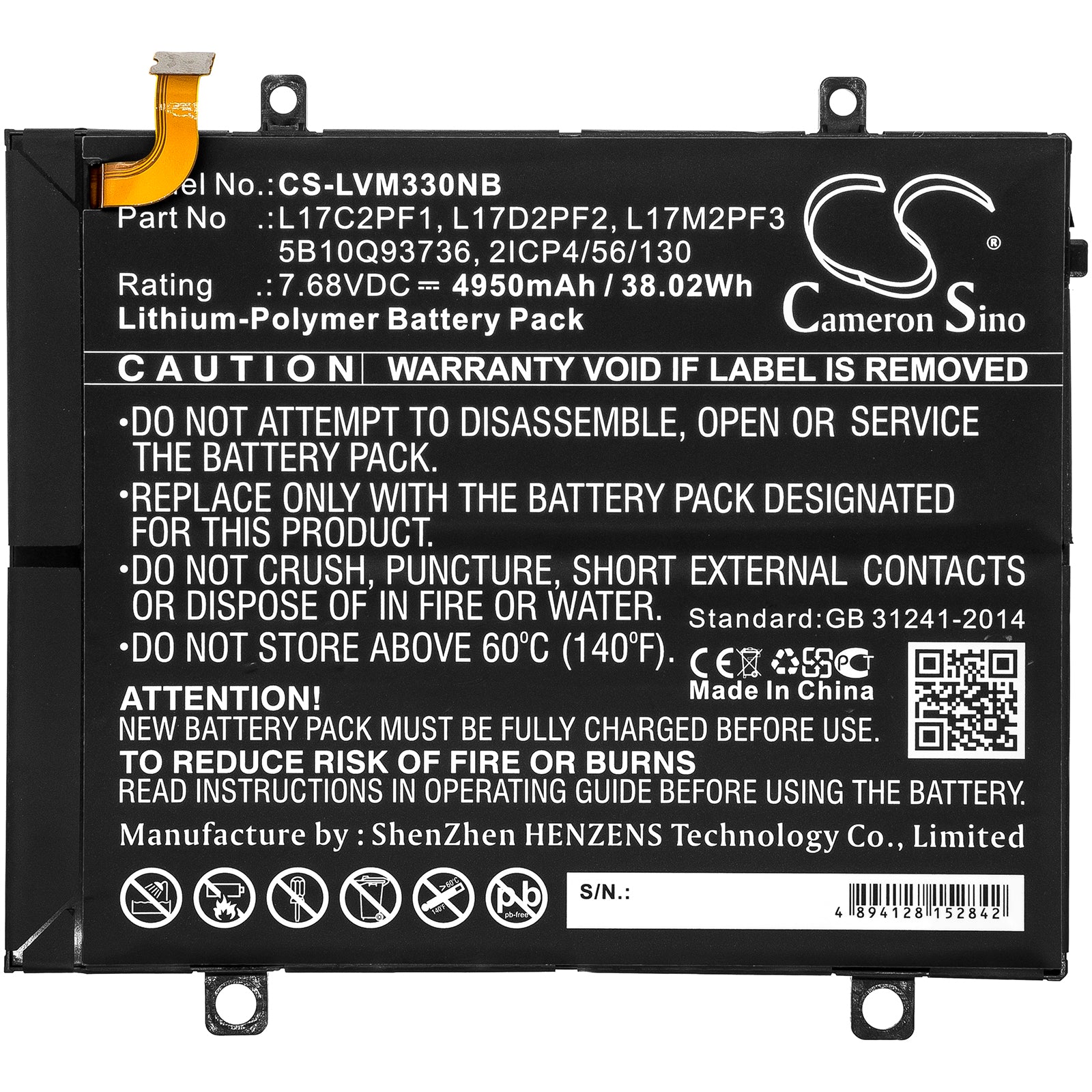 Replacement Battery for Lenovo Miix 330 – Notebook, Laptop – 4950mAh / 7.68V - image 3